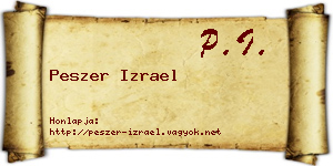 Peszer Izrael névjegykártya